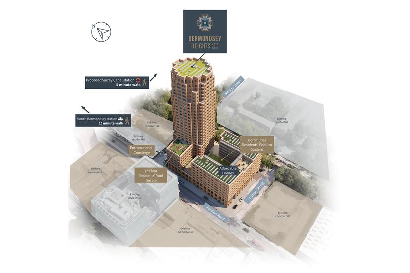 A site plan of Bermondsey Heights