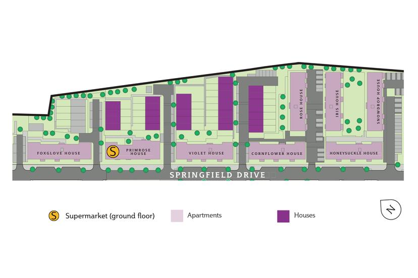 A site plan of Springfield Place