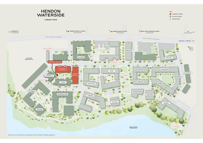 A site plan of Hendon Waterside